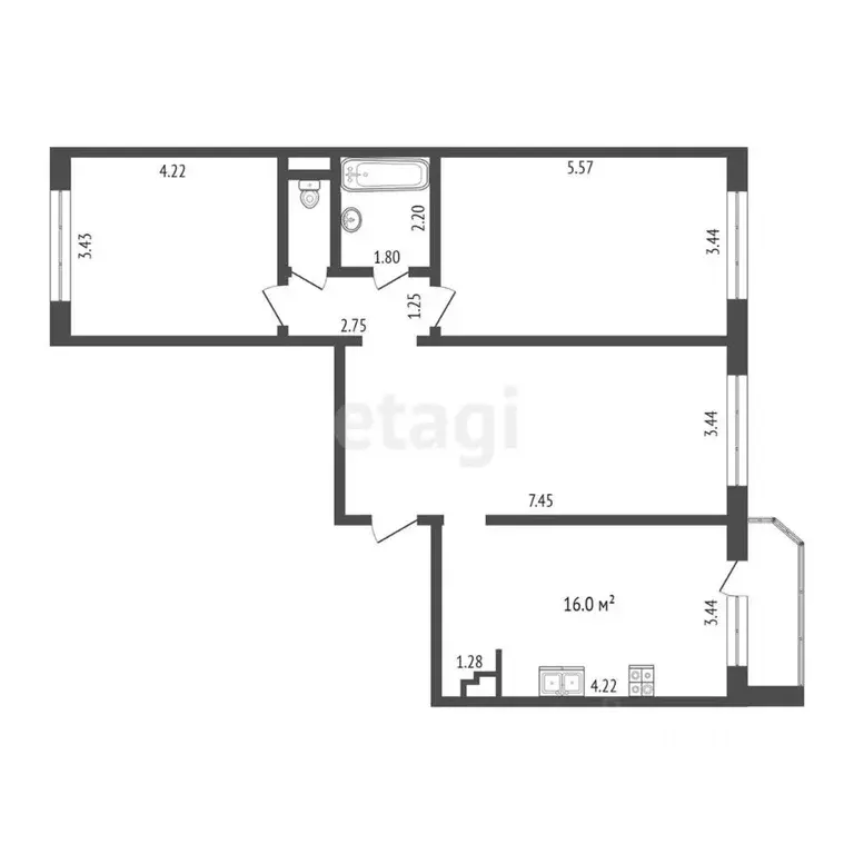 3-к кв. Тюменская область, Тюмень ул. Константина Посьета, 7 (87.0 м) - Фото 1