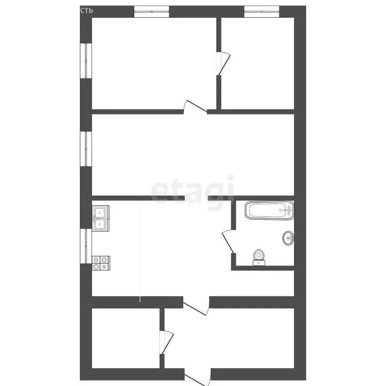 2-комнатная квартира: Тюмень, улица Герцена, 2 (60 м) - Фото 1