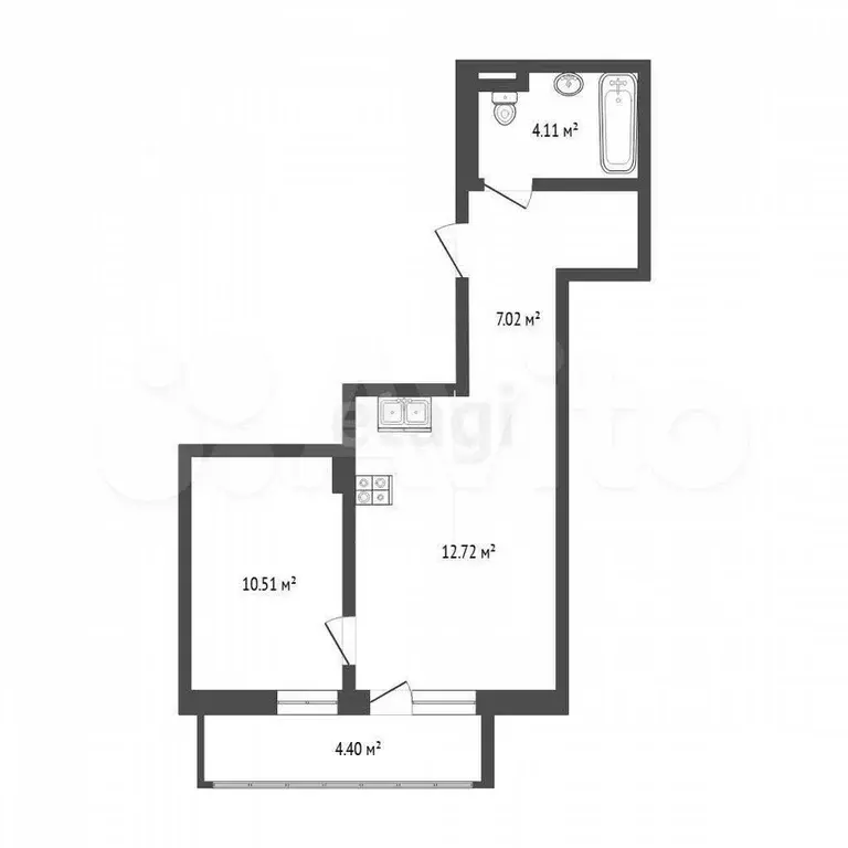 Квартира-студия, 34,3 м, 7/14 эт. - Фото 0