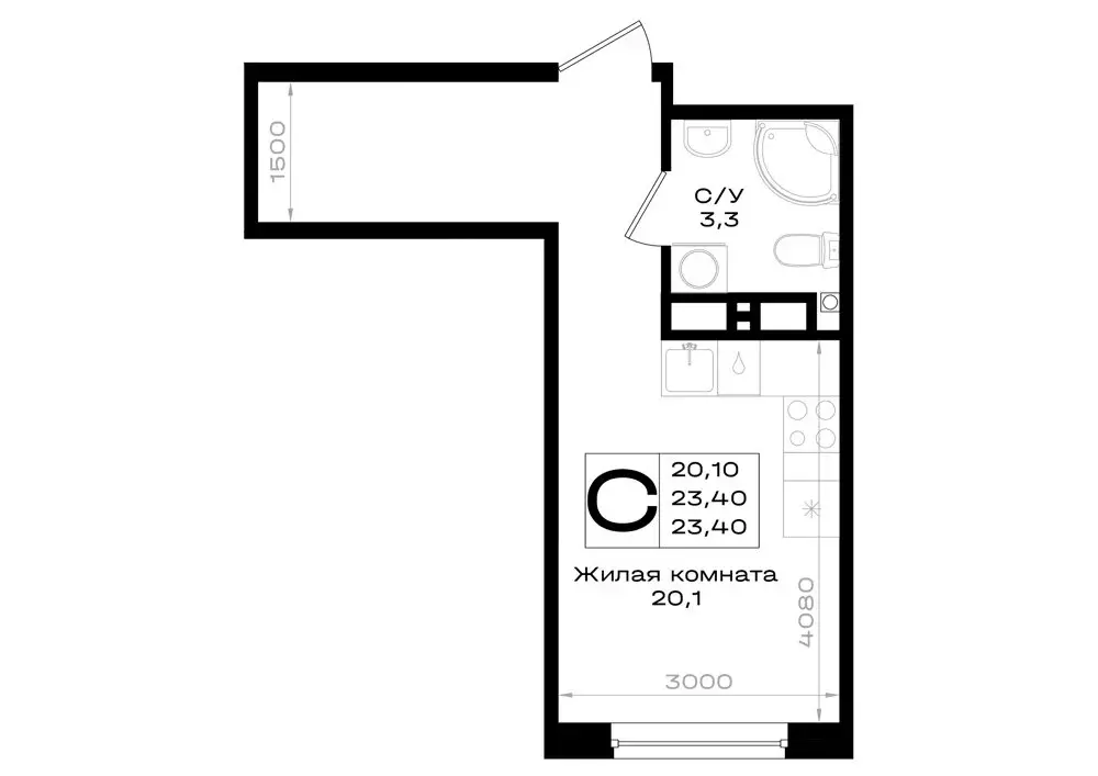 Квартира-студия: Аксай, Новый Аксай (23.4 м) - Фото 1