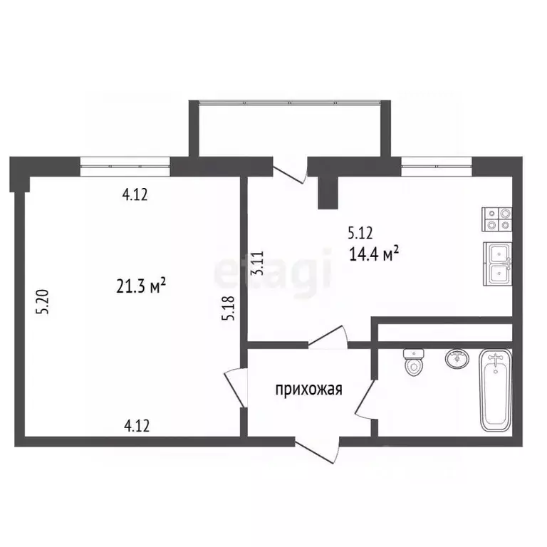 1-к кв. Белгородская область, Белгород ул. Толстого, 55 (45.7 м) - Фото 2