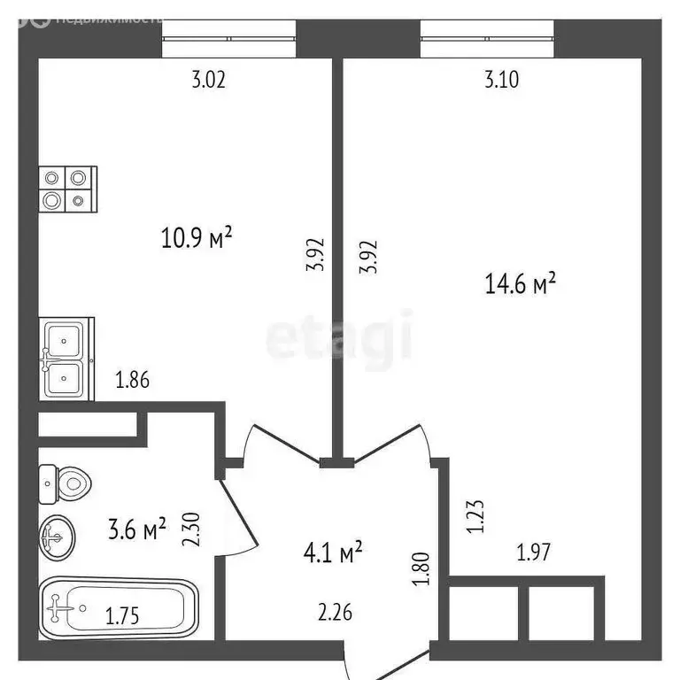 1-комнатная квартира: аул Новая Адыгея, Береговая улица, 1к9 (33.2 м) - Фото 2