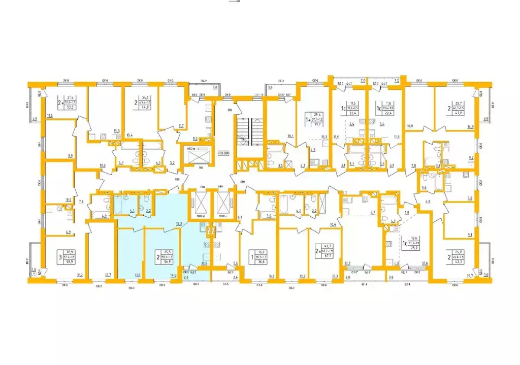 2-к кв. Башкортостан, Уфа Инорс-4Б мкр, Акварель жилой комплекс (56.8 ... - Фото 2