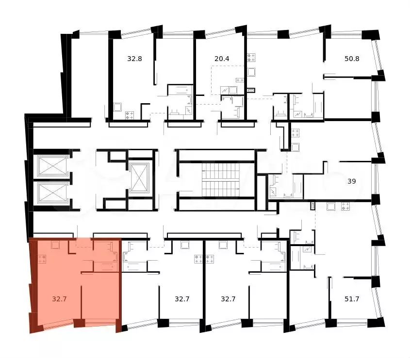 1-к. квартира, 32,7 м, 22/23 эт. - Фото 1