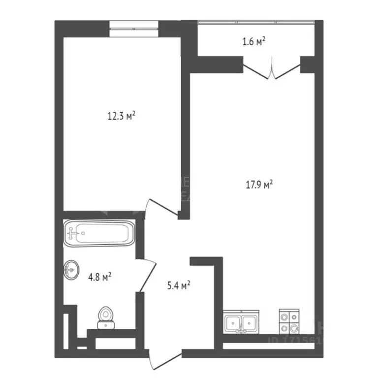 1-к кв. Тюменская область, Тюмень ул. Братьев Бондаревых, 5 (39.1 м) - Фото 2