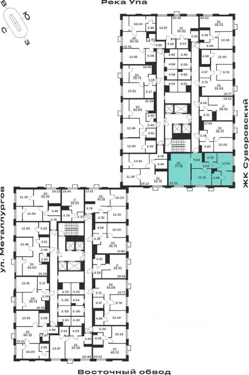 2-к кв. Тульская область, Тула Парк Патриот жилой комплекс (77.76 м) - Фото 2