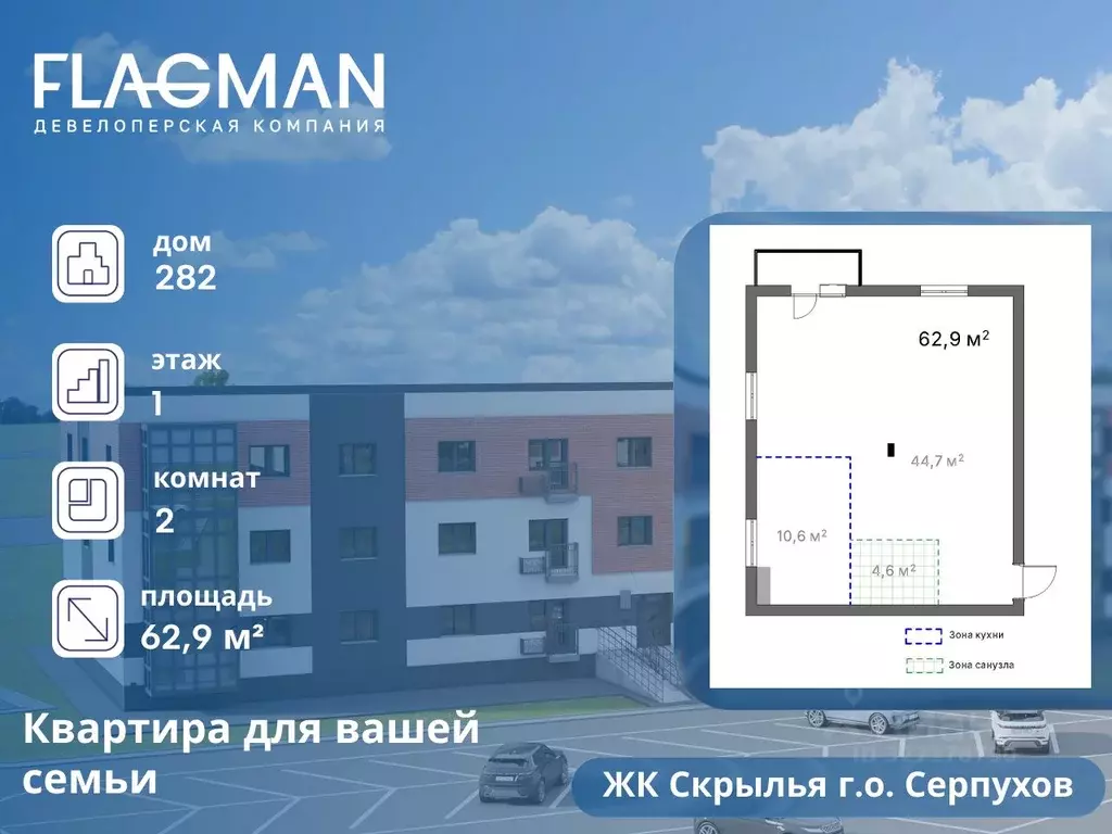 2-к кв. Московская область, Серпухов городской округ, д. Скрылья 282 ... - Фото 1