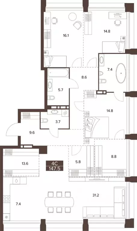 3-к кв. Алтайский край, Барнаул Социалистический просп., 97 (147.5 м) - Фото 1