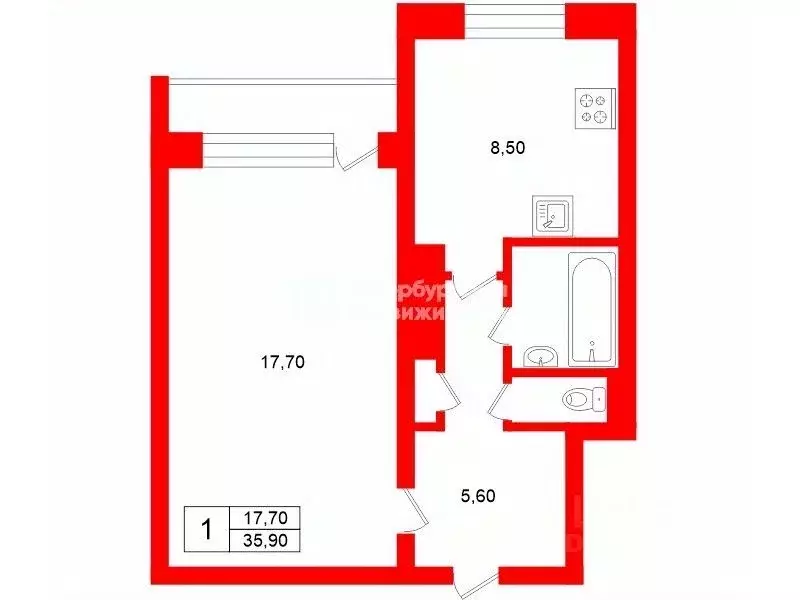 1-к кв. Санкт-Петербург, Санкт-Петербург, Пушкин ул. Вячеслава ... - Фото 2