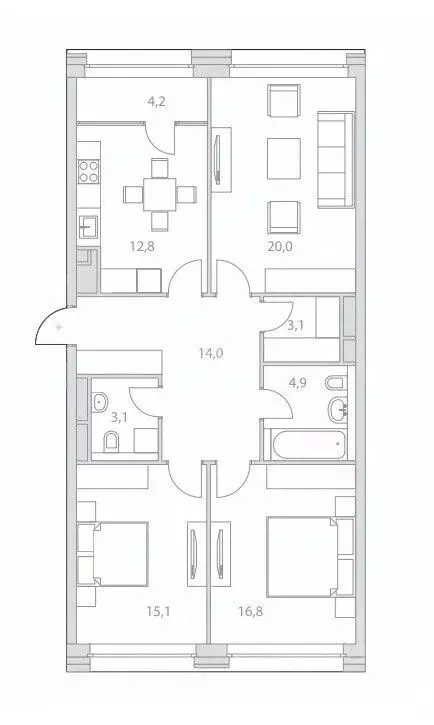 3-к кв. Москва Гжатская ул., 5к1 (94.2 м) - Фото 2