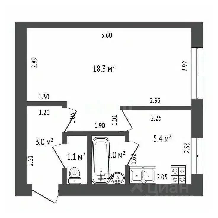 1-к кв. Оренбургская область, Оренбург Пролетарская ул., 153 (29.8 м) - Фото 1