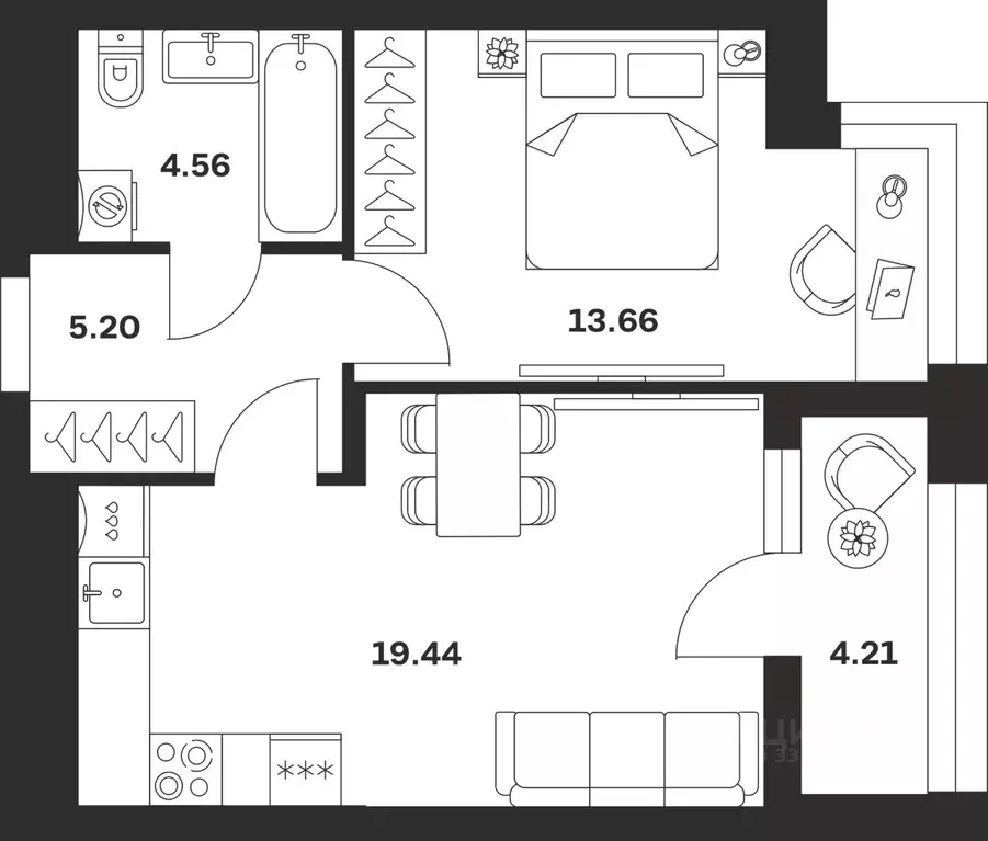1-к кв. Тульская область, Тула городской округ, с. Осиновая Гора ул. ... - Фото 0