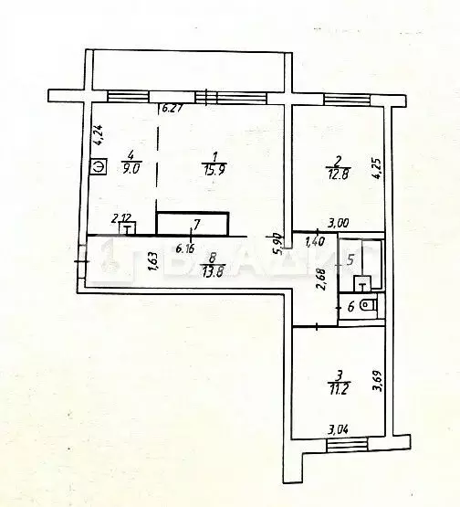 3-к кв. Карелия, Петрозаводск ул. Чапаева, 43 (68.3 м) - Фото 2