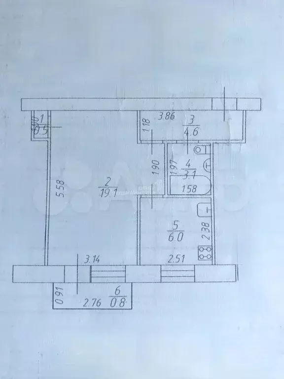 1-к. квартира, 35,8 м, 5/5 эт. - Фото 0