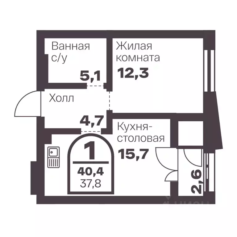 1-к кв. Челябинская область, Челябинск просп. Ленина, 19В (37.8 м) - Фото 0