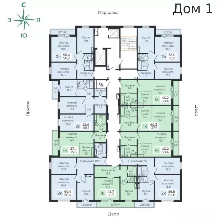 2-к кв. Красноярский край, Красноярск Мясокомбинат мкр, Три слона ... - Фото 1