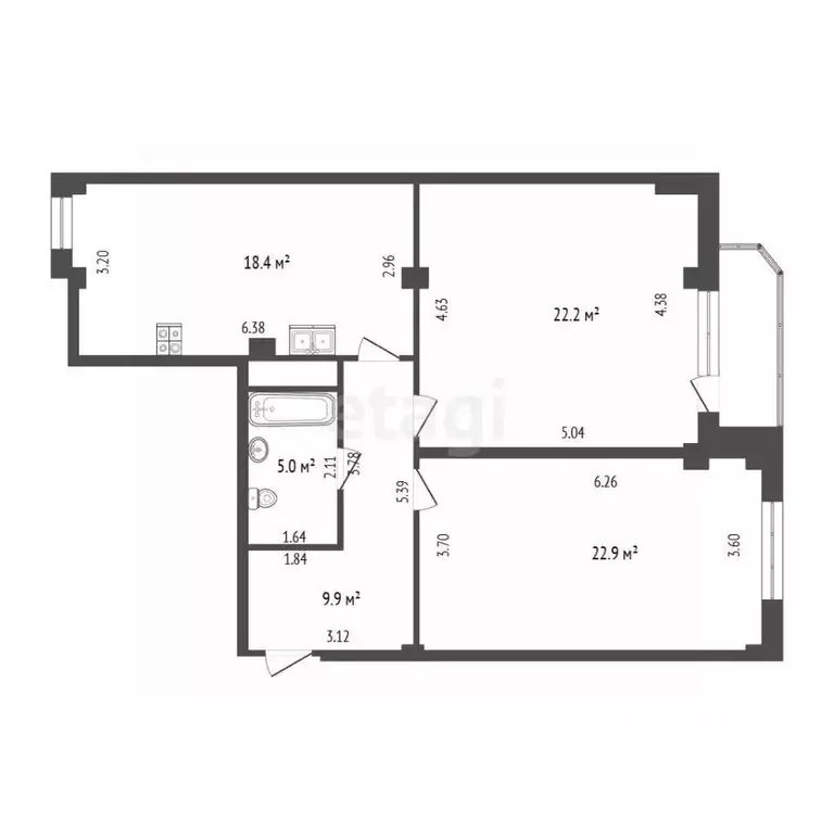 2-к кв. Тюменская область, Тюмень Харьковская ул., 59/4 (79.5 м) - Фото 2
