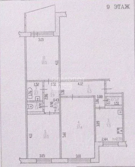 3-к кв. Алтайский край, Барнаул ул. Энтузиастов, 32 (66.0 м) - Фото 2