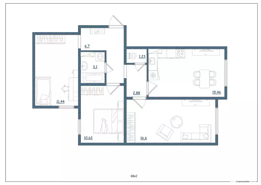 3-к кв. Тверская область, Тверь ул. Левитана, 93А (68.0 м) - Фото 1