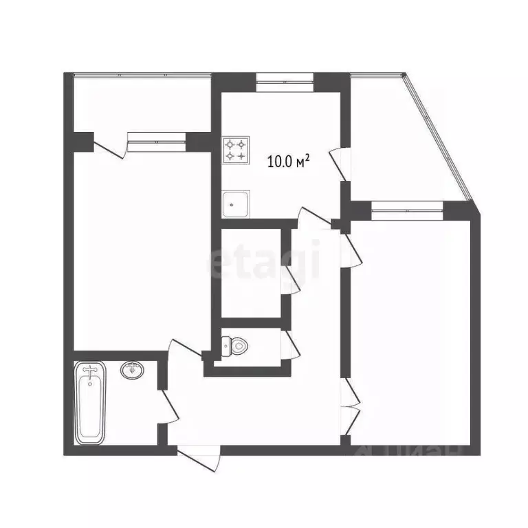 2-к кв. Ханты-Мансийский АО, Сургут просп. Мира, 55 (62.3 м) - Фото 1