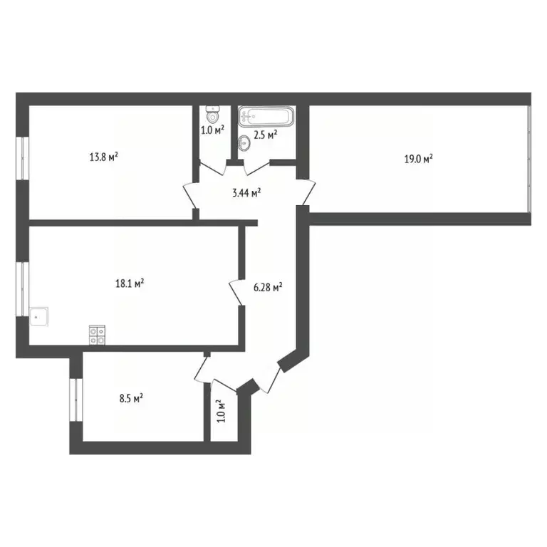 3-к кв. Тюменская область, Тюмень Холодильная ул., 54/2 (69.7 м) - Фото 2