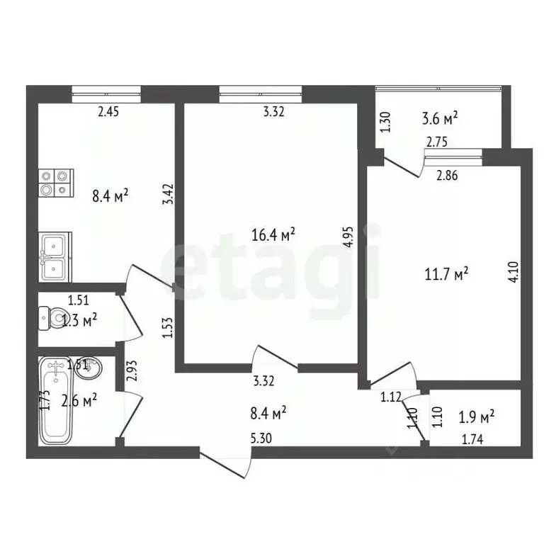 2-к кв. Башкортостан, Стерлитамак ул. Артема, 25 (50.7 м) - Фото 1