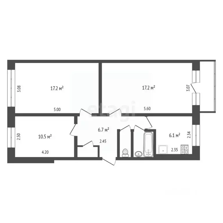 3-к кв. Коми, Сыктывкар Коммунистическая ул., 84 (61.6 м) - Фото 1