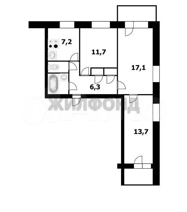 3-к. квартира, 63,2 м, 7/9 эт. - Фото 0