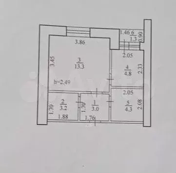 2-к. квартира, 28,6 м, 4/9 эт. - Фото 0
