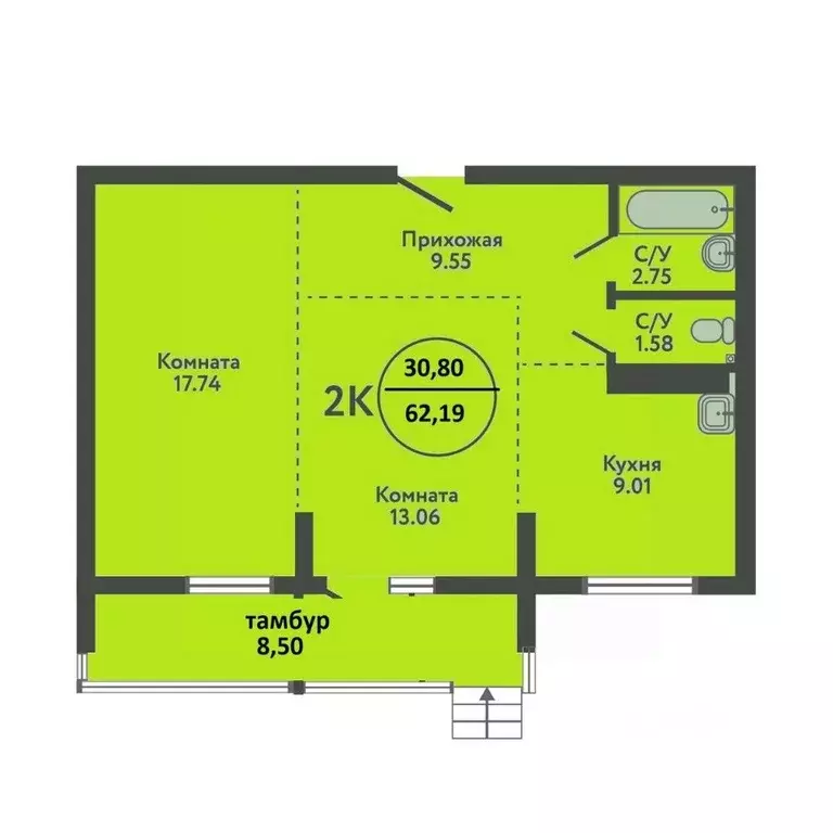 2-к кв. Новосибирская область, Новосибирский район, с. Верх-Тула ул. ... - Фото 1