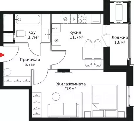 1-к кв. Москва Краснобогатырская ул., 38к4 (41.8 м) - Фото 0