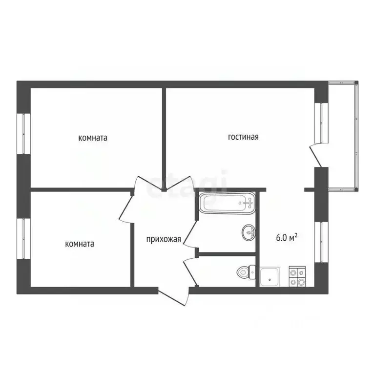 3-к кв. Ханты-Мансийский АО, Сургут ул. Островского, 6 (61.0 м) - Фото 1