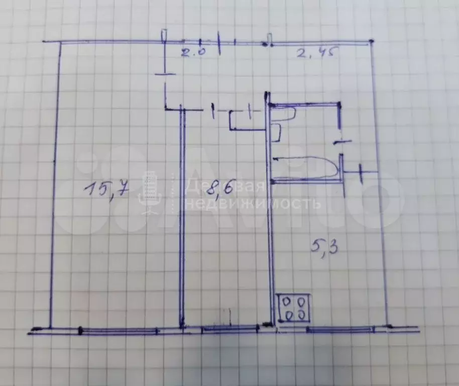 2-к. квартира, 40,9м, 2/5эт. - Фото 1