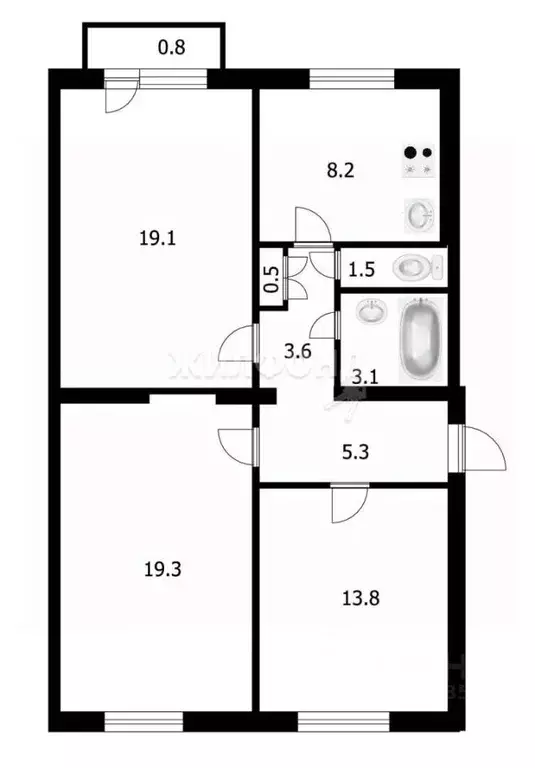 3-к кв. Новосибирская область, Новосибирск Геодезическая ул., 17 (75.2 ... - Фото 0