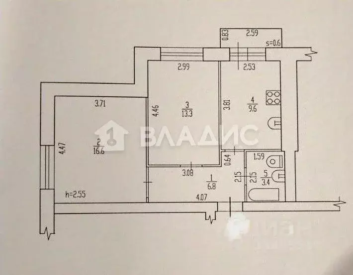 2-к кв. Брянская область, Брянск пер. Менжинского, 68 (49.7 м) - Фото 2