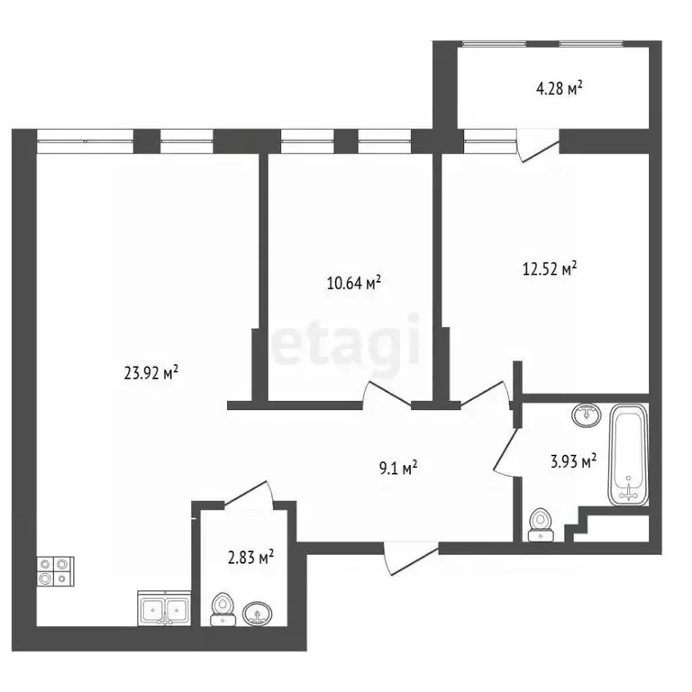 2-к кв. Пензенская область, Пенза ул. Измайлова, 58А (67.22 м) - Фото 2