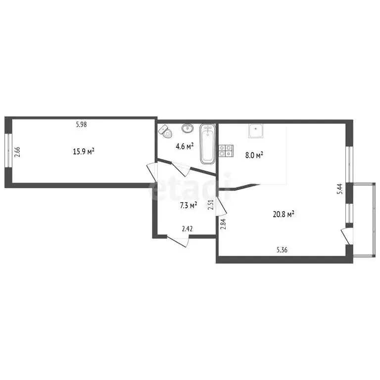 2-комнатная квартира: Петрозаводск, улица Варламова, 33 (56 м) - Фото 1