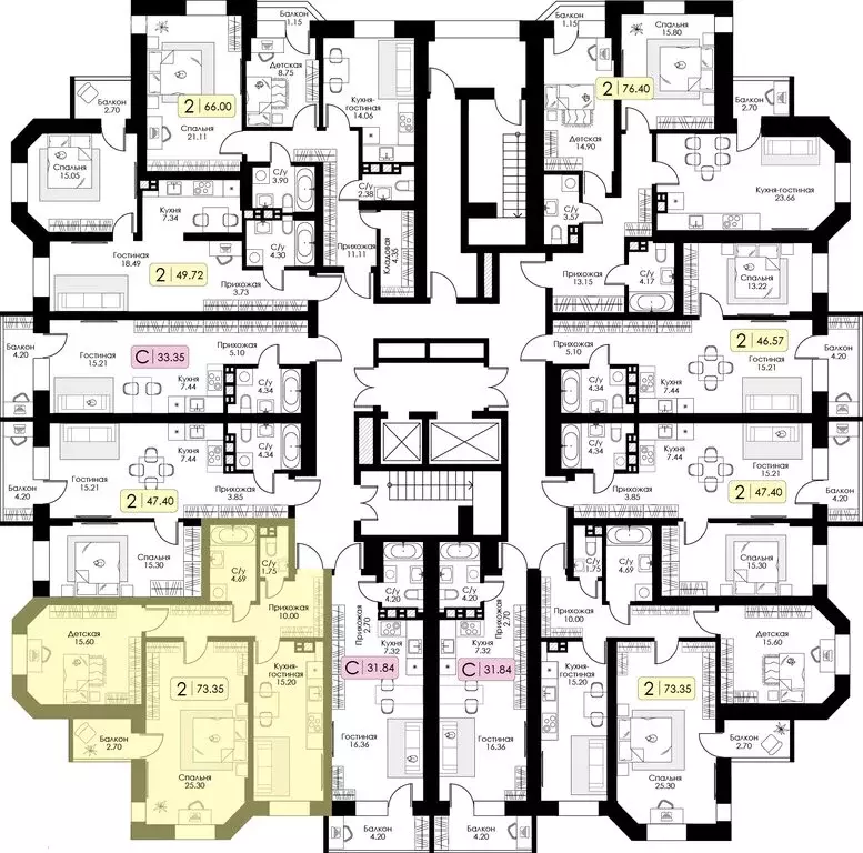 2-комнатная квартира: Тверь, ЖК Урбан Парк (73.35 м) - Фото 1