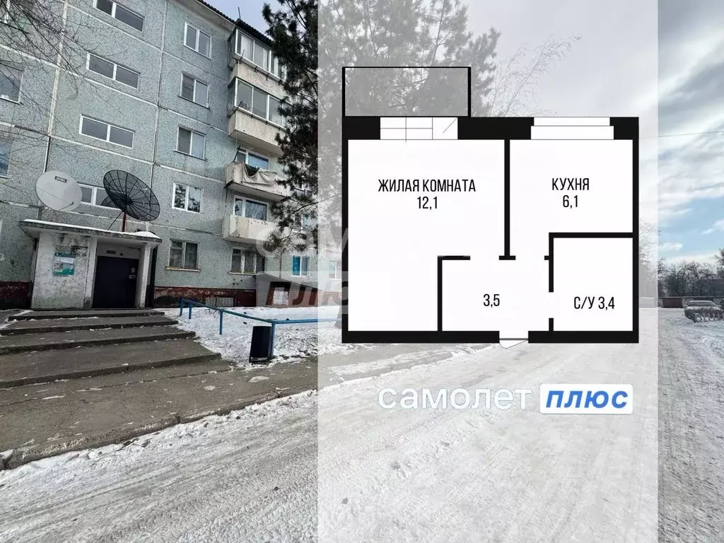 1-к кв. Амурская область, Благовещенск пос. Аэропорт, 5 (25.5 м) - Фото 2