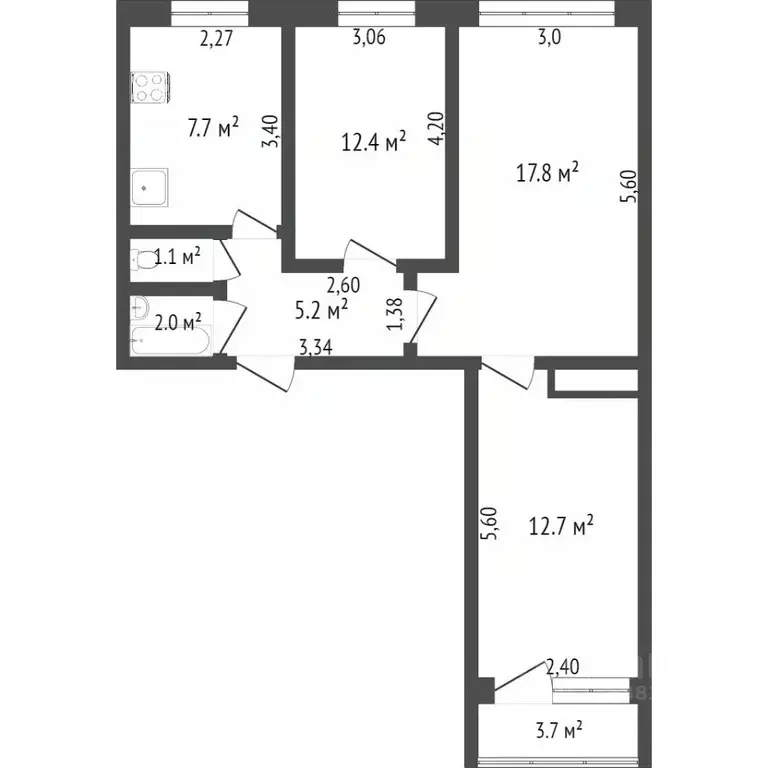 3-к кв. Хабаровский край, Комсомольск-на-Амуре 66-й кв-л, бул. Юности, ... - Фото 2