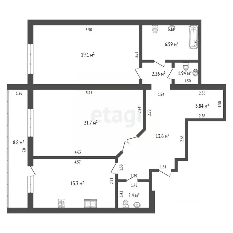 2-к кв. Самарская область, Самара ул. Волгина, 121 (83.5 м) - Фото 1
