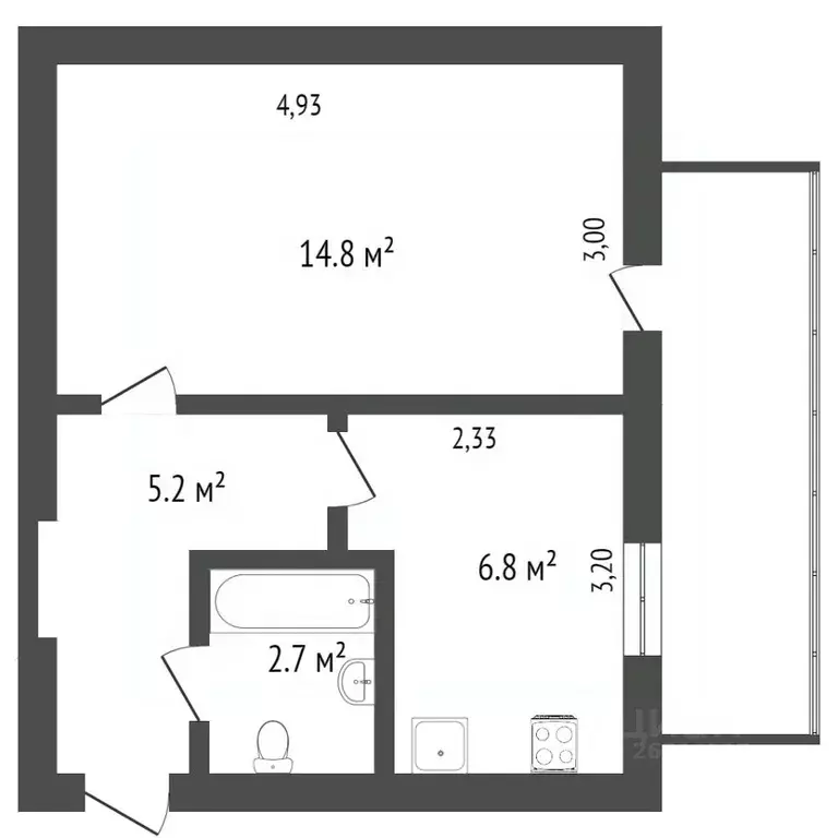 1-к кв. Севастополь просп. Генерала Острякова, 7 (31.0 м) - Фото 2