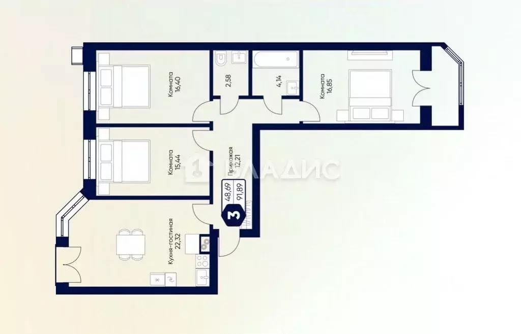 3-к кв. Московская область, Дмитровский муниципальный округ, с. ... - Фото 2