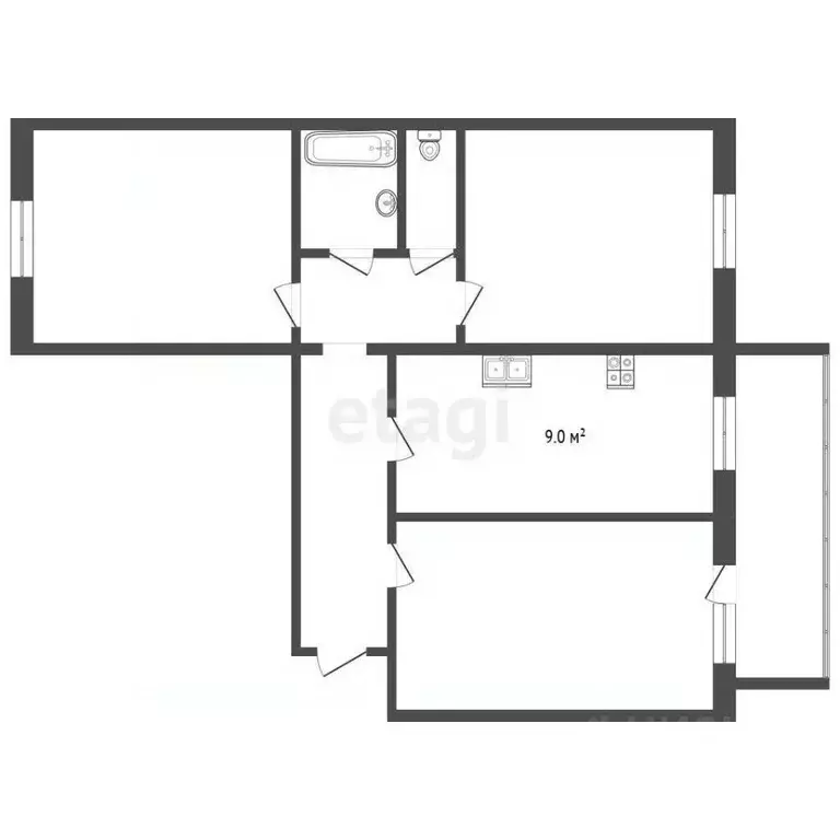 3-к кв. Тюменская область, Тюмень Малая Боровская ул., 38/5 (67.5 м) - Фото 1