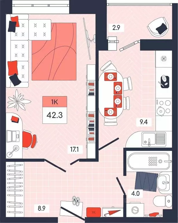 1-к кв. Тульская область, Тула ул. Академика Насоновой, 9 (42.3 м) - Фото 0