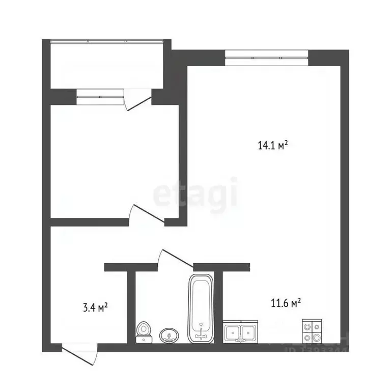 1-к кв. Тюменская область, Тюмень Полевая ул., 105 (50.0 м) - Фото 2