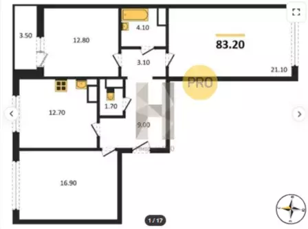 Продаётся 3-к квартира, 83.2 м - Фото 0