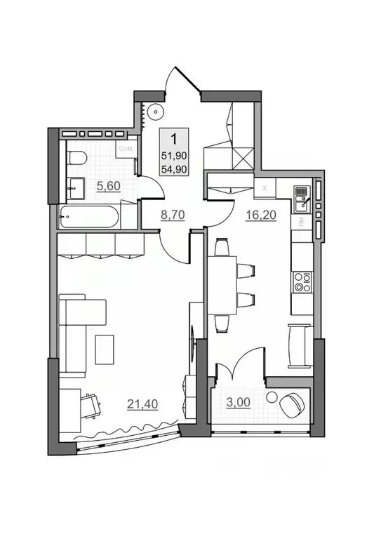 1-к кв. Саратовская область, Балаково Династия клубный дом,  (51.9 м) - Фото 1