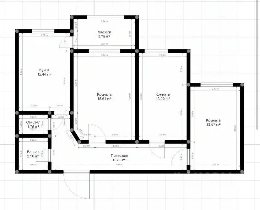 3-к кв. Кабардино-Балкария, Нальчик ул. Атажукина (76.0 м) - Фото 2