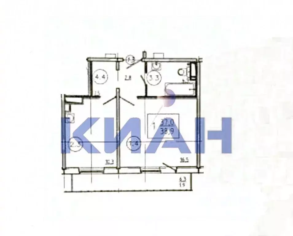 1-к кв. Красноярский край, Красноярск Лесопарковая ул., 9 (38.0 м) - Фото 1